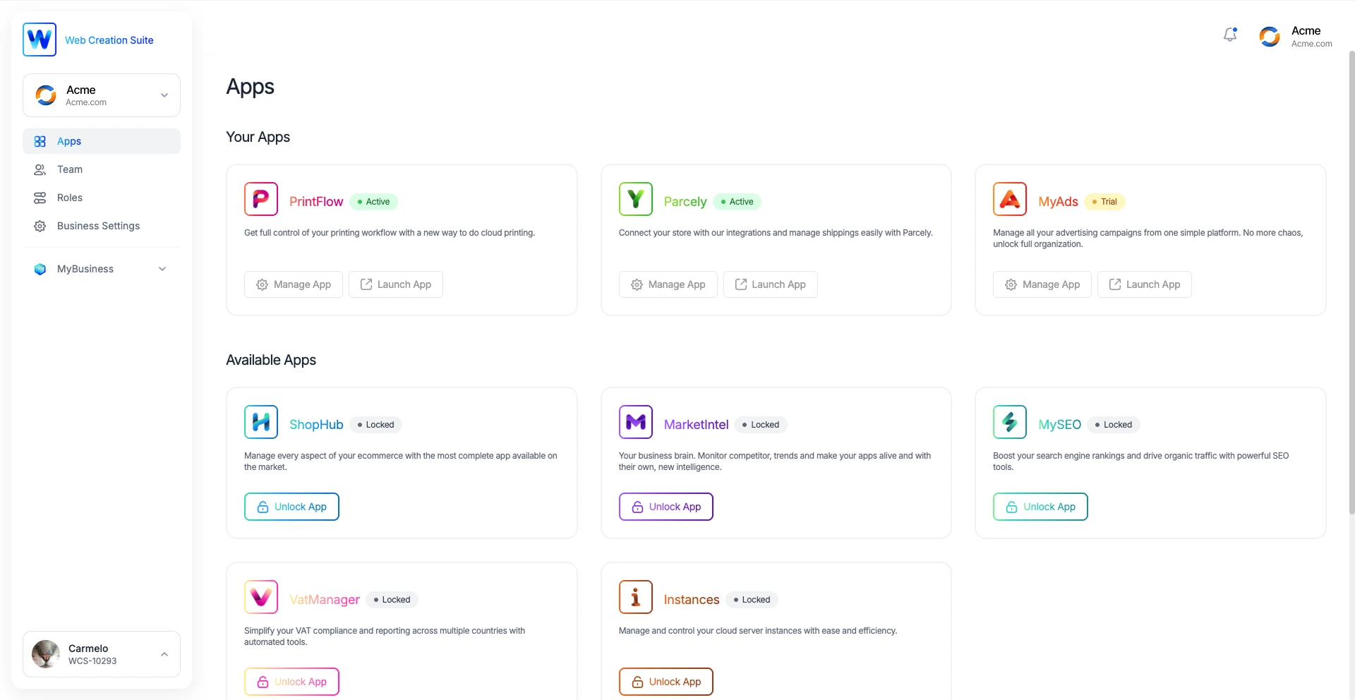 WCS Apps Management